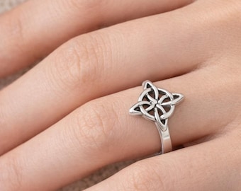 999 Pure Silver Celtic Knot Ring Witch Knot Protection Ring Fine Silver Women Gift