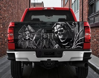 Adesivo de caveira pirata para porta-malas de carro, adesivo de caveira de terror para porta-malas, adesivo de caveira pirata para carro, decoração de caminhão com cabeça de pirata, adesivo de caveira de Halloween para carro