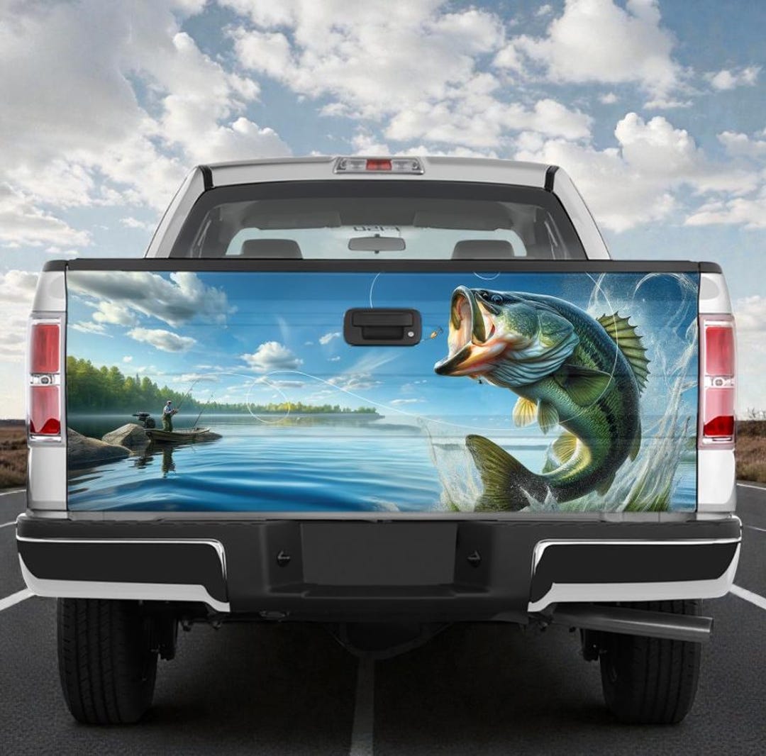 Bass Seabass Fishing Tailgate Wrap Car, Bass Fishing Tailgate Wrap ...