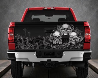 Adesivo de Caveira Ceifadora para Porta-Malas de Carro, Adesivo de Caveiras para Porta-Malas, Adesivo de Caveiras para Decoração de Carro de Halloween, Adesivo de Vinil Assustador de Caveira para Caminhão, Adesivo de Caveira