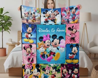 Cobertor de rato com nome personalizado, cobertor de rato e amigo com nome personalizado, cobertor de desenho animado para presente para menino ou menina, presentes de amor para ratos
