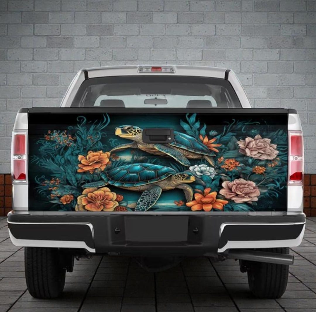 Turtle Shell Pattern Truck Sea Turtle Ocean Tailgate Wrap Car, Turtle Ocean Tailgate Wrap, Beach ...