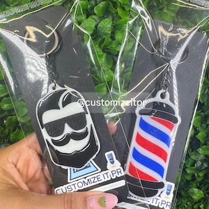 Barber Face or Barber Pole NFC Keychain- Finished by Handmade DIY Projects