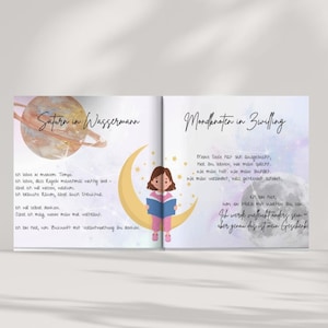 Personalisiertes Geburtsbuch für Mädchen – astrologische Poesie mit Namen und Tierkreiszeichen | Geburtstag, Seelenreise, Geburtshoroskop