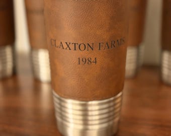 Custom leather tumbler