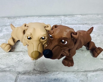 3D-Printed Articulated Dachshund – Poseable Wiggle Pup, Desk Toy