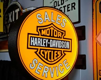 Custom Double-Sided LED Harley Garage Sign | Personalized Lighted Wall or Table Sign | Man Cave | Shop Decor | Custom Logo Sign