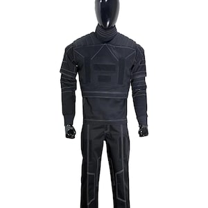 Black Mandalorian Cosplay Flight Suit 3PC | Star Wars Inspired Tactical Shirt, Pants & Flak Vest Costume Outfit.