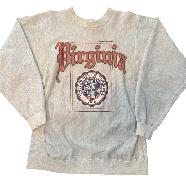 University of Virginia UVA Vintage Sweatshirt Crewneck Pullover Gray M