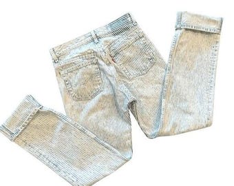 Levis 501 Vintage 80s 29x34 Striped Ghost Wash High Waisted USA