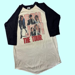 VTG 80s Bon Jovi The Tour 1987 Raglan Concert XL Spring Ford Band Tee Vintage
