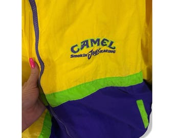 Vintage 90s Camel Smokin Joe's Racing Jacket Full Zip Yellow