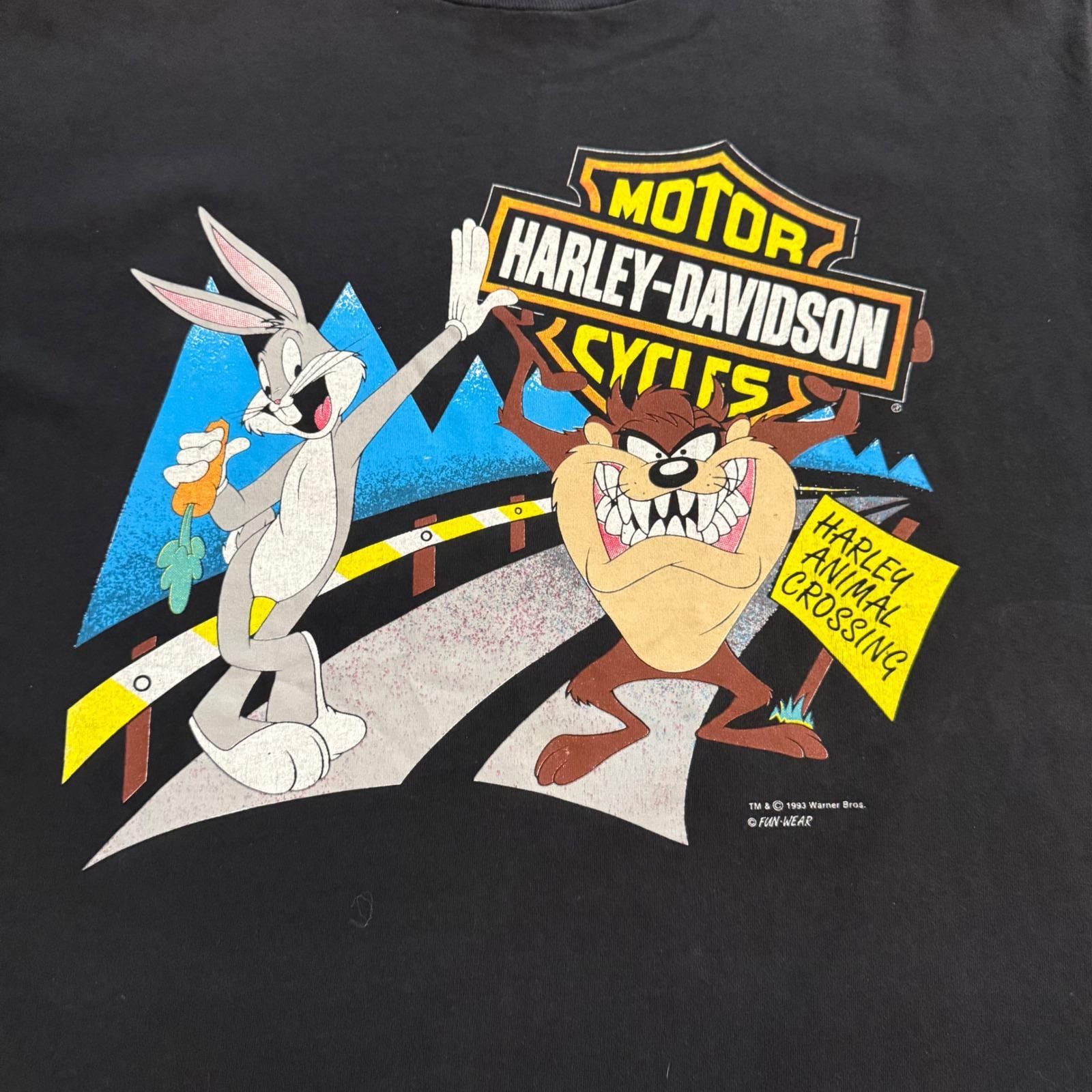 Vintage 90s Harley Davidson Looney Tunes Bugs & Taz Shirt L Single 