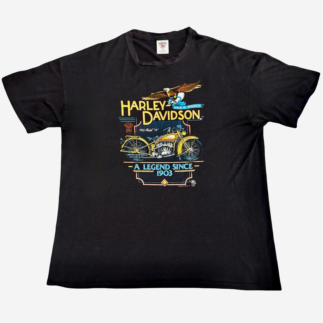 Vintage 1985 Harley Davidson T Shirt Holoubek Tag Made in USA Mens