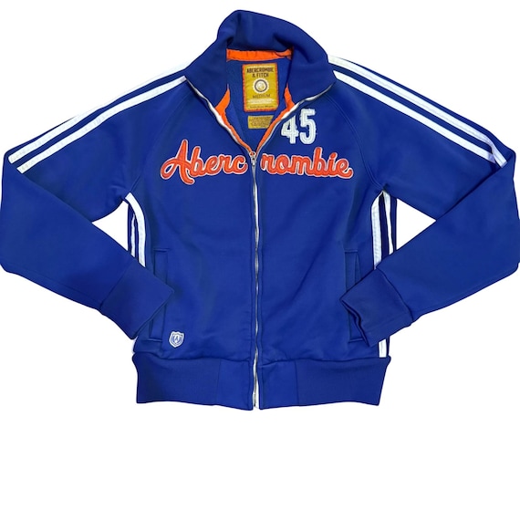 Abercrombie & Fitch Mens Blue Vintage Track Jacket Full Zip Fleece