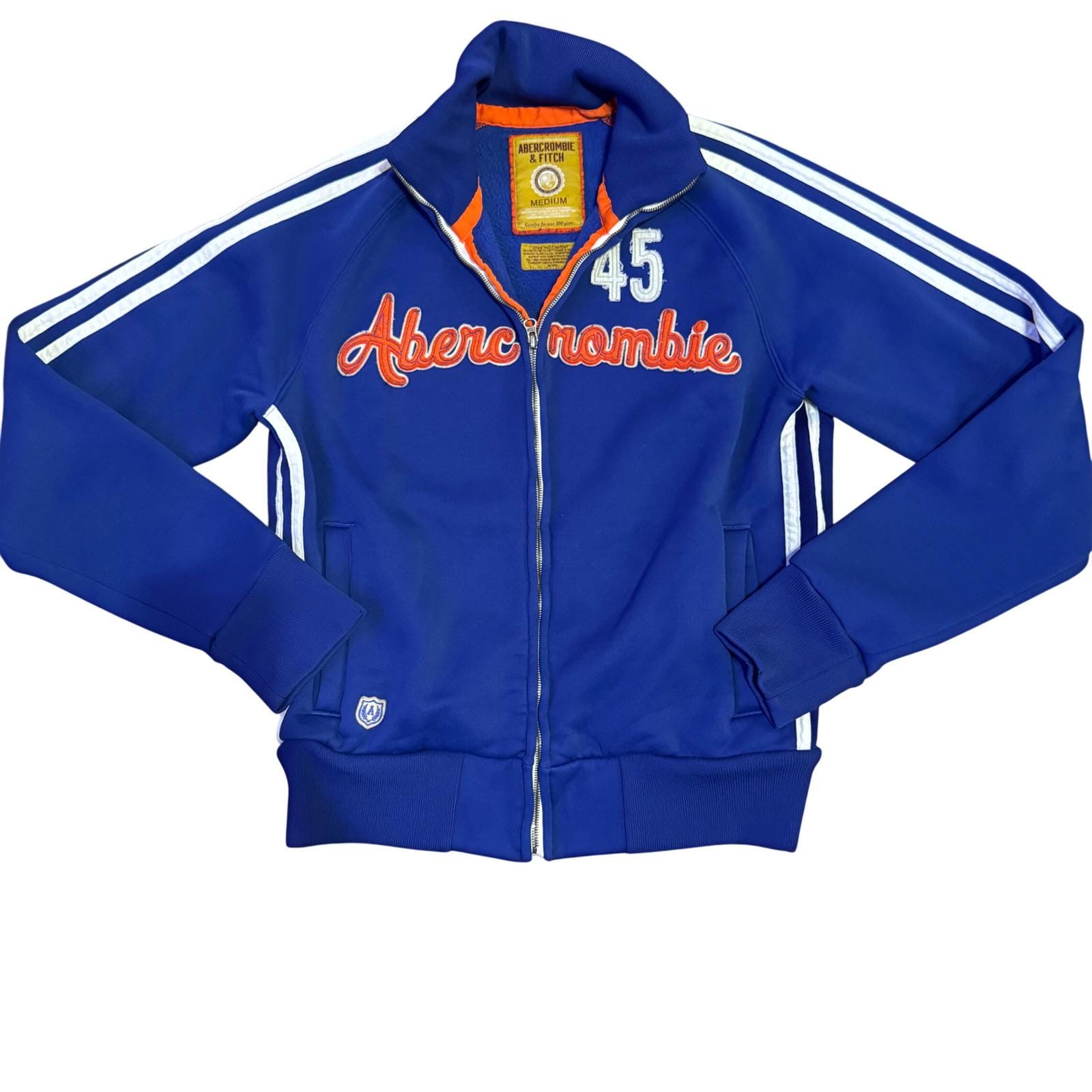 Abercrombie & Fitch Mens Blue Vintage Track Jacket Full Zip Fleece
