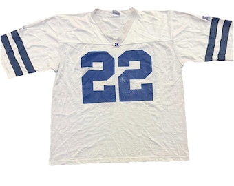 Vintage 90s Starter NFL NFC Jersey #22 Dallas Cowboys Style White Blue XL