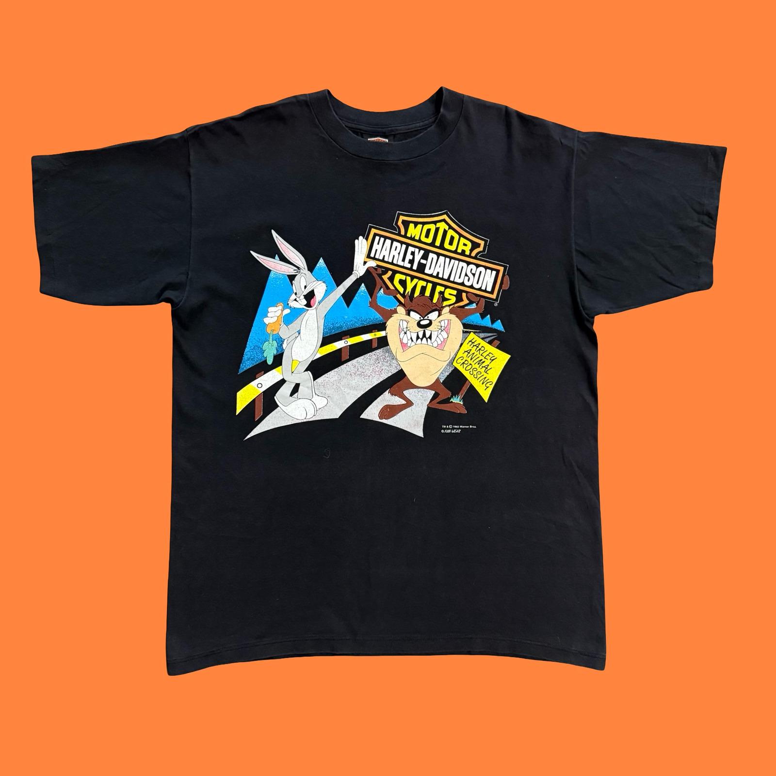 90s Harley-Davidson × Looney Tunes Vintage 90s Harley Davidson Looney Tunes Bugs & Taz Shirt L Single