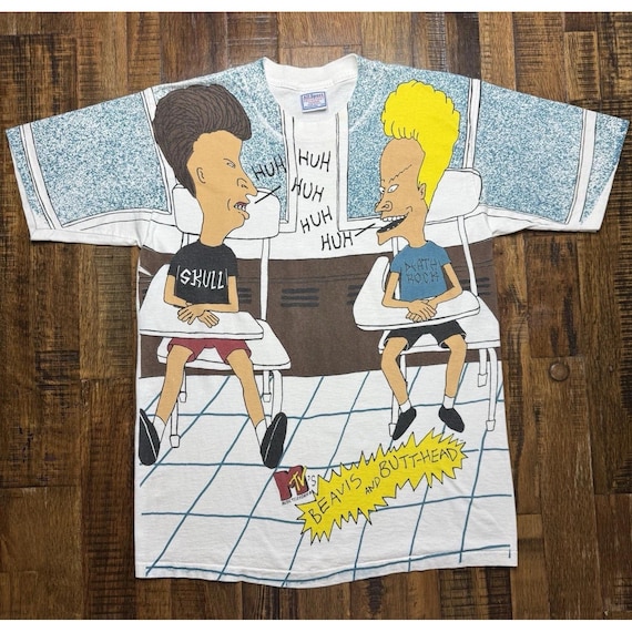 Beavis & Butt Head Vintage 90s MTV All Over Print T Shirt XL Beavis & Butt Head Vintage 90s MTV All Over Print T Shirt XL