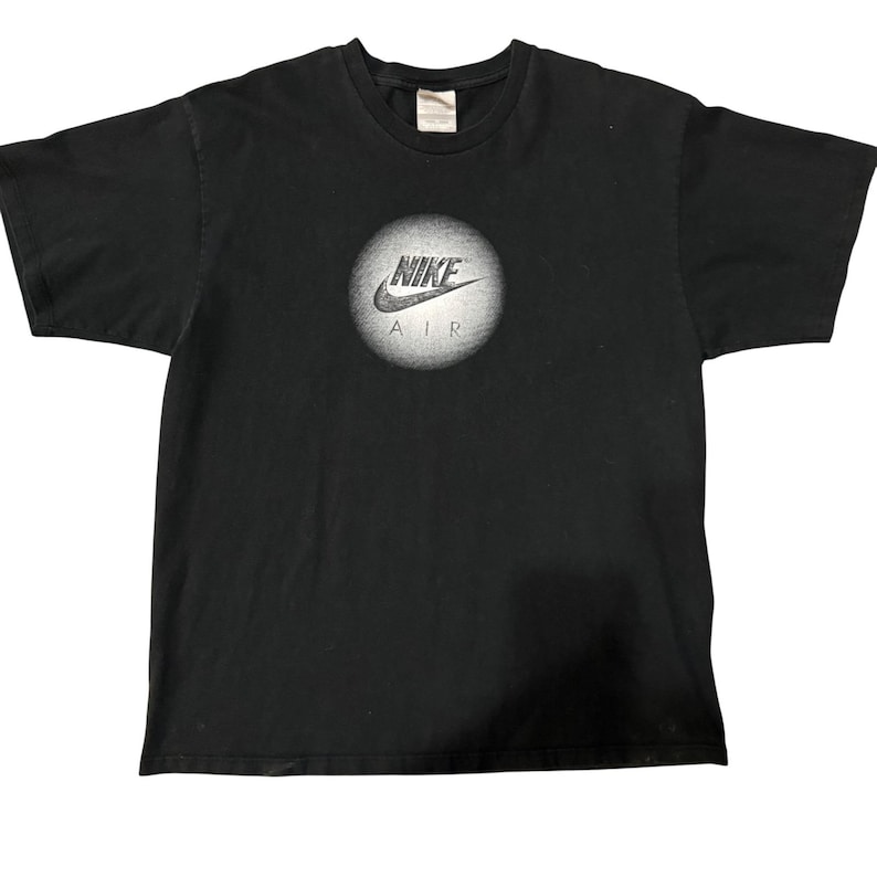 Nike Air Graphic T-Shirt Mens XL Black Short Sleeve Swoosh Heavyweight Cotton image 1