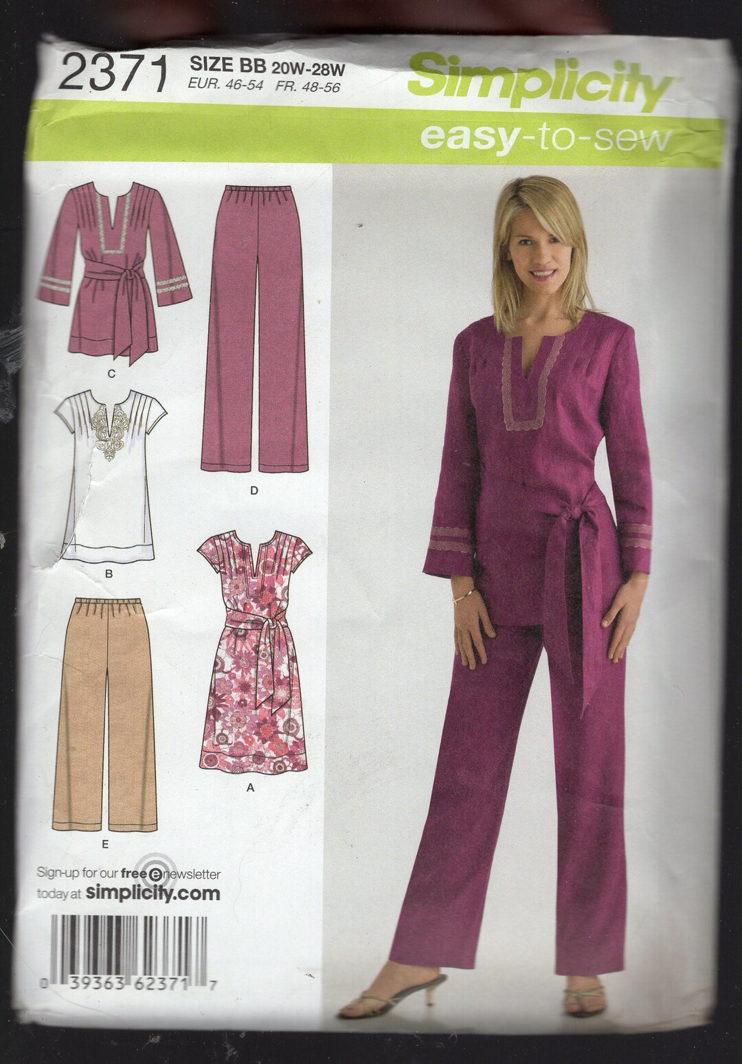 Simplicity Sewing Pattern 2371 Easy-to-sew Women's Dress, Top, Blouse ...
