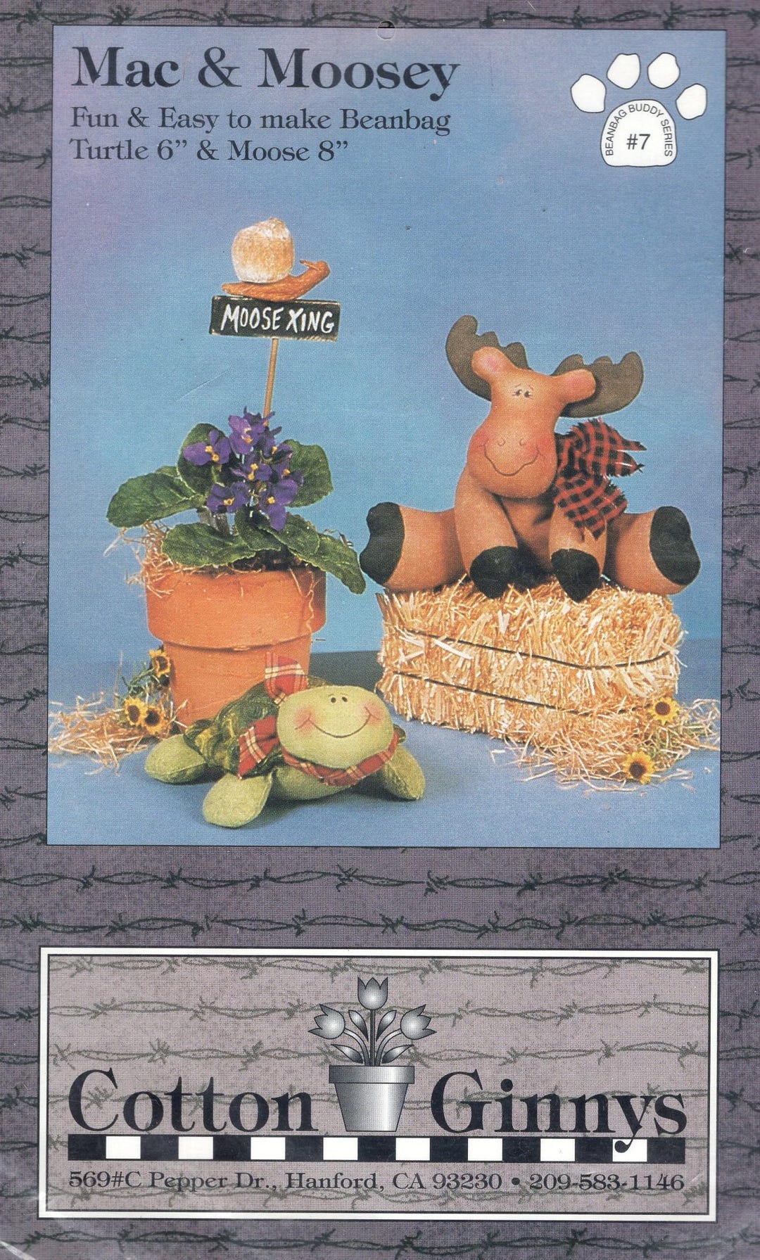 Cotton Ginnys Sewing Pattern - Mac & Moosey Beanbag Moose and Turtle - Etsy