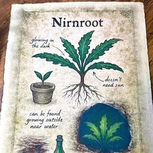Glowing Fantasy Herb TES Botanical Print on Vintage Cotton Parchment