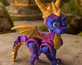Holographic Purple Flexi Dragon Figure | Articulated Fidget Desk Toy