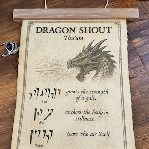 Ancient Dragon Rune TES Wall Art Poster on Vintage Cotton Parchment