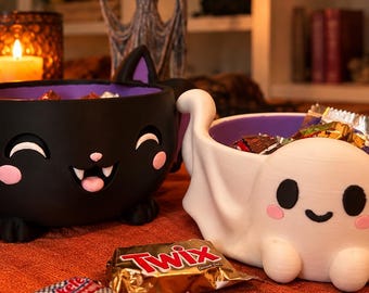 Halloween Bat + Ghost Bowl Bundle, STL + 3MF Digital Download, Commercial License