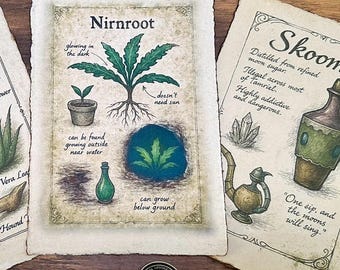 Set of 3 Fantasy Alchemy Prints | Glowing Herb, Forbidden Elixir & Invisibility Potion