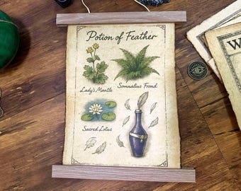 Impressão de pergaminho da Poção da Pena: Arte inspirada em Elder Scrolls Skyrim
