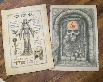 Impressão artística de Elder Scrolls | Noturno, Irmandade Sombria em pergaminho vintage