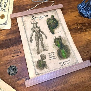 Spriggan on Handmade Cotton Parchment | Elder Scrolls Inspired Wall Art | Skyrim Oblivion Inspired Decor