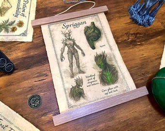 Spriggan on Handmade Cotton Parchment | Elder Scrolls Inspired Wall Art | Skyrim Oblivion Inspired Decor