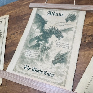 The World Eater on Handmade Cotton Parchment | Elder Scrolls Inspired Wall Art | Skyrim Inspired Print Decor