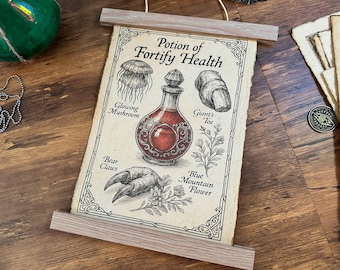 Skyrim Potion of Fortify Health Art: Vintage Cotton Parchment Scroll
