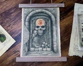 Impressão da Porta Negra da Irmandade Sombria | Pergaminho de Algodão Feito à Mão, Arte de Parede de Skyrim
