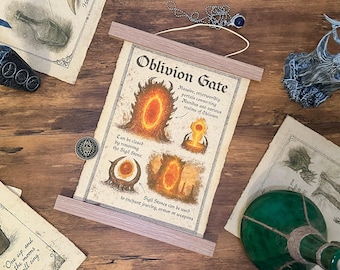 Oblivion Gate Print: Elder Scrolls Art on Vintage Cotton Parchment