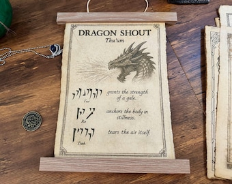 Pôster de pergaminho Fus Ro Dah: Arte de Skyrim Elder Scrolls em algodão vintage