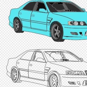 1998 JZX100 Illustration, color and wireframe