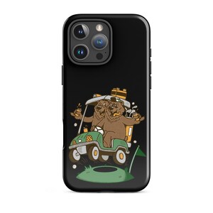 ゴルフ＆ビール - スマホケース、丈夫な保護iPhoneカバー、ゴルフカートでビールを飲むクマのデザイン