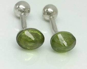 Vitality green peridot cufflinks, wedding cufflinks, groom cufflinks, August faceted peridot birthstone gemstone, genuine peridot gemstone