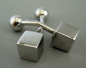 Men's cufflinks, silver cube cufflinks for men, geometric cufflinks, sterling silver cufflinks, box cuff link, gifts for him, 700A