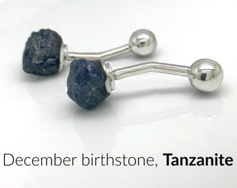 Tanzanite cufflinks, sterling silver cufflinks, blue sapphire like cufflinks, mens cufflinks, gemstone cufflinks, December birthstone 430BT