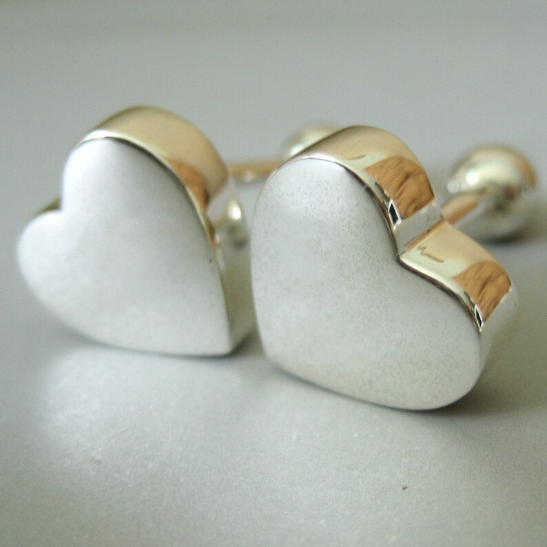 Heart Silver Cufflinks For Anniversary Birthday Graduation Engravable Personalized option available 706 image 2