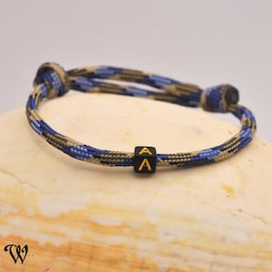 Custom Initial Paracord Bracelet Minimal Personalisable Gift Letter Bracelet Couples and Friendship Bracelets Blue Camo Bracelet Adjustable