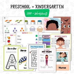 Wydrukowane arkusze dla maluchów, pakiet edukacyjny dla przedszkolaków, książka dla zajętych, alfabet, liczby, słowa wzrokowe, zajęcia matematyczne, kolorowanki