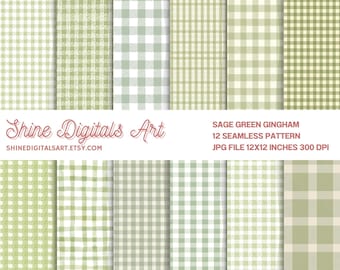 Salbei-grüne Gingham-nahtlose Muster, natürlicher umweltfreundlicher Look, minimalistischer Cottagecore-Gewebe-Hintergrund