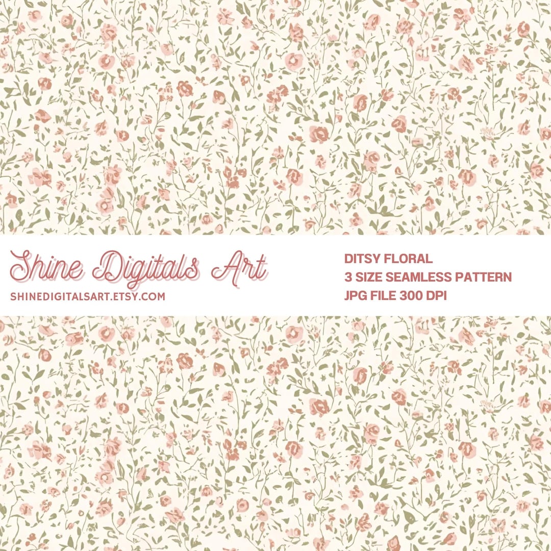 Ditsy Floral Blush Pink Sage Green Seamless Pattern, Small Flower ...